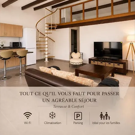 Nouveau - L'ensoleillé Terrasse&atypique - 10 Min Plages - Serenité&confort - Ideal Famille Parking Et Wifi Gratuit - Speciale Apartamento